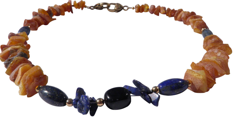 Bernsteinkette Onyx&Lapislazuli 49 cm