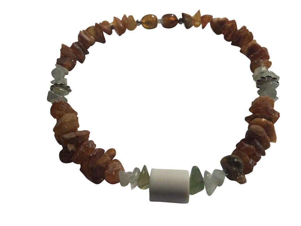 Bernsteinkette EM-Keramik Pipes & Jade 26cm