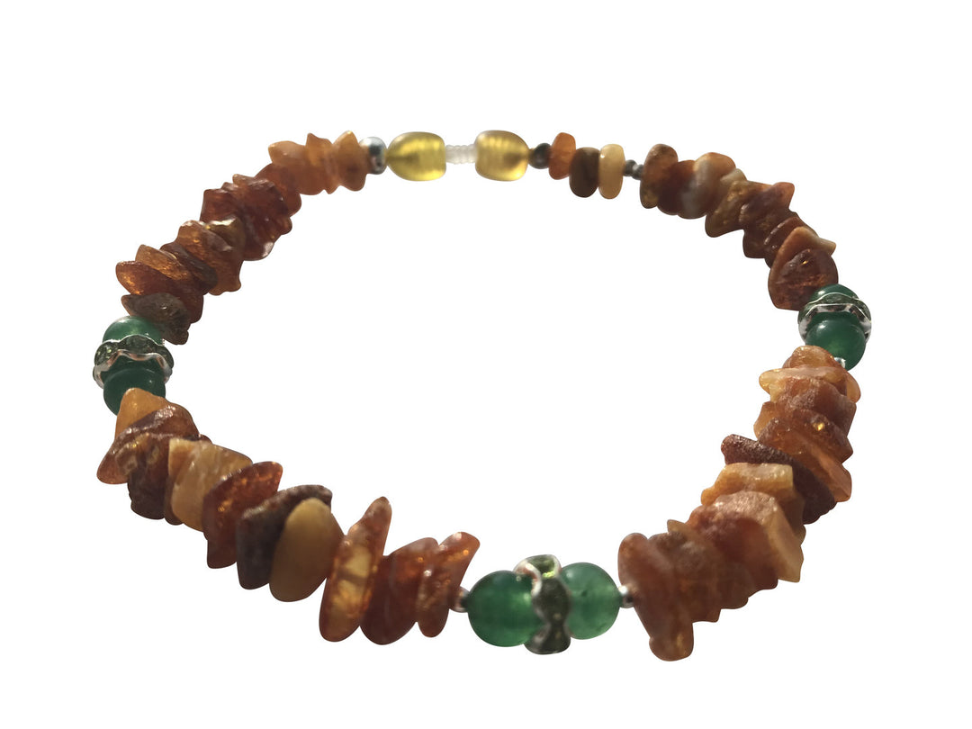 Hunde Bernsteinkette Jade 23cm