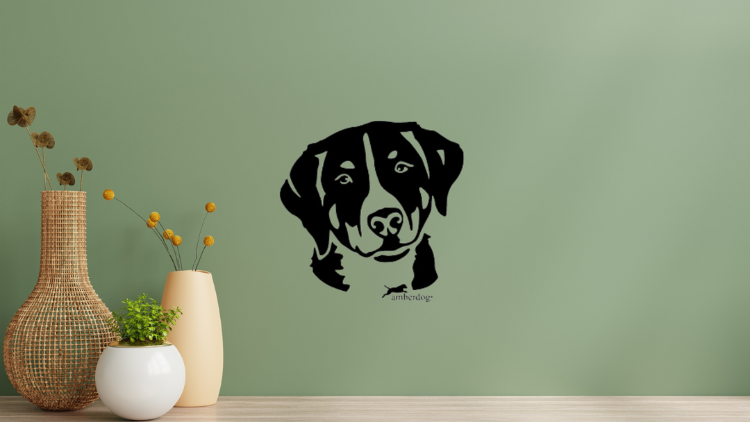 Appenzeller Sennenhund Kopf Wandtattoo Wandbild Wandsticker Wandaufkleber Wanddekoration