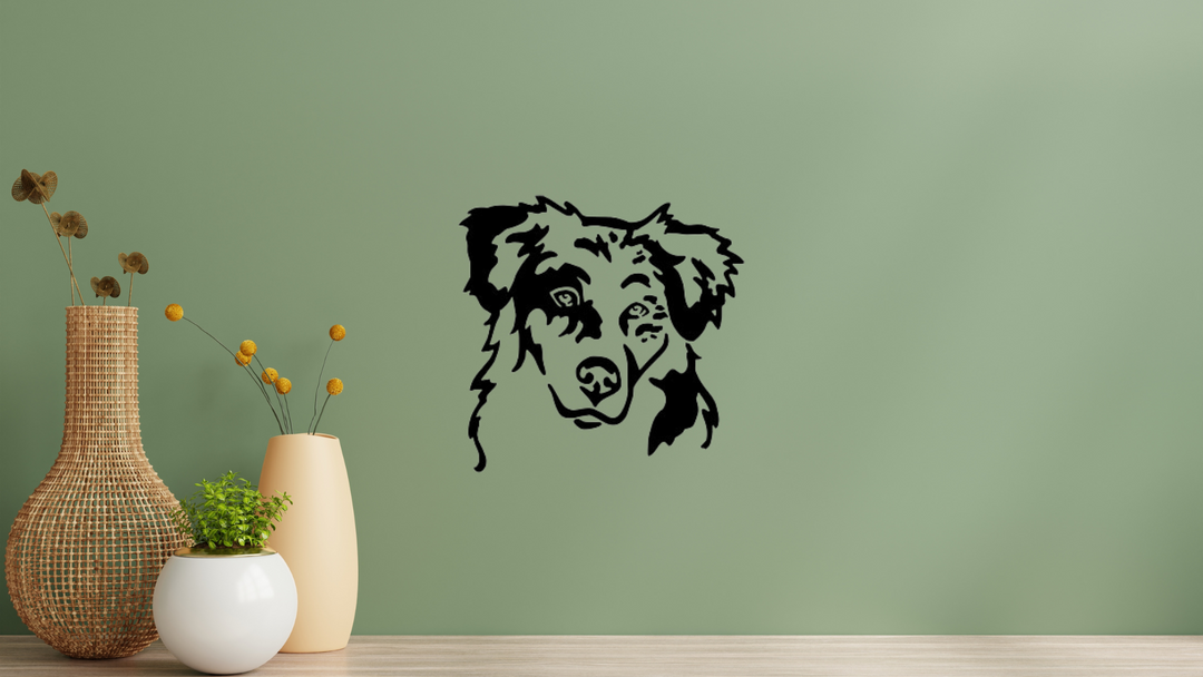 Australian Shepherd Kopf Wandtattoo Wandbild Wandsticker Wandaufkleber Wanddekoration