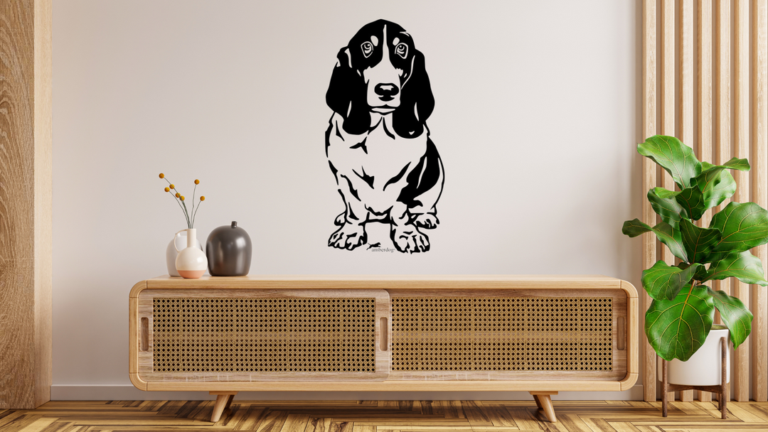 Basset Hound Wandtattoo Wandbild Wandsticker Wandaufkleber Wanddekoration
