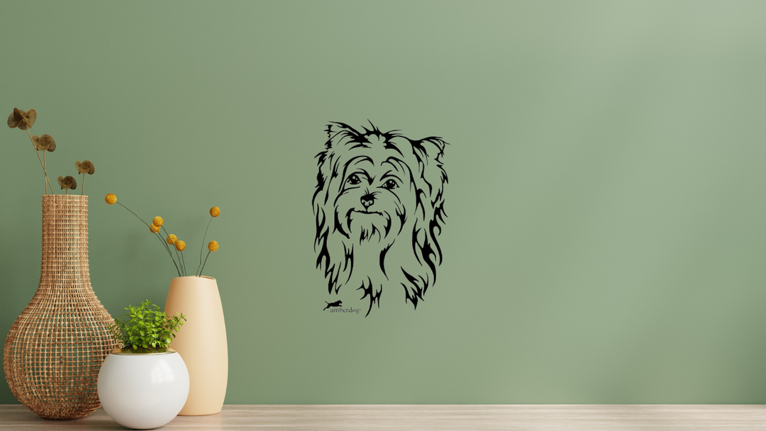 Biewer Yorkshire Kopf Wandtattoo Wandbild Wandsticker Wandaufkleber Wanddekoration
