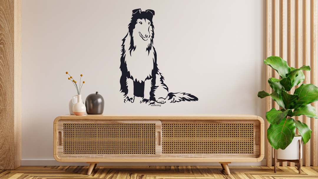 Collie langhaar Wandtattoo Wandbild Wandsticker Wandaufkleber Wanddekoration