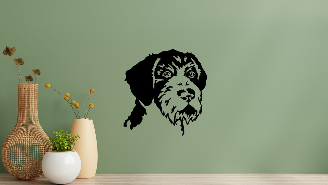 Deutsch Drahthaar Kopf Wandtattoo Wandbild Wandsticker Wandaufkleber Wanddekoration