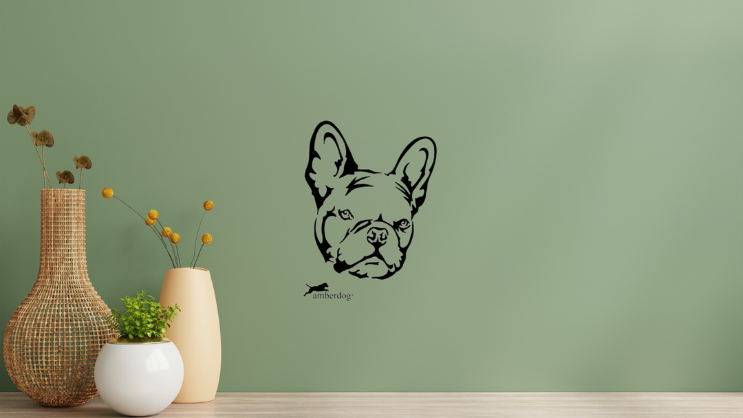 Französische Bulldogge Kopf Wandtattoo Wandbild Wandsticker Wandaufkleber Wanddekoration