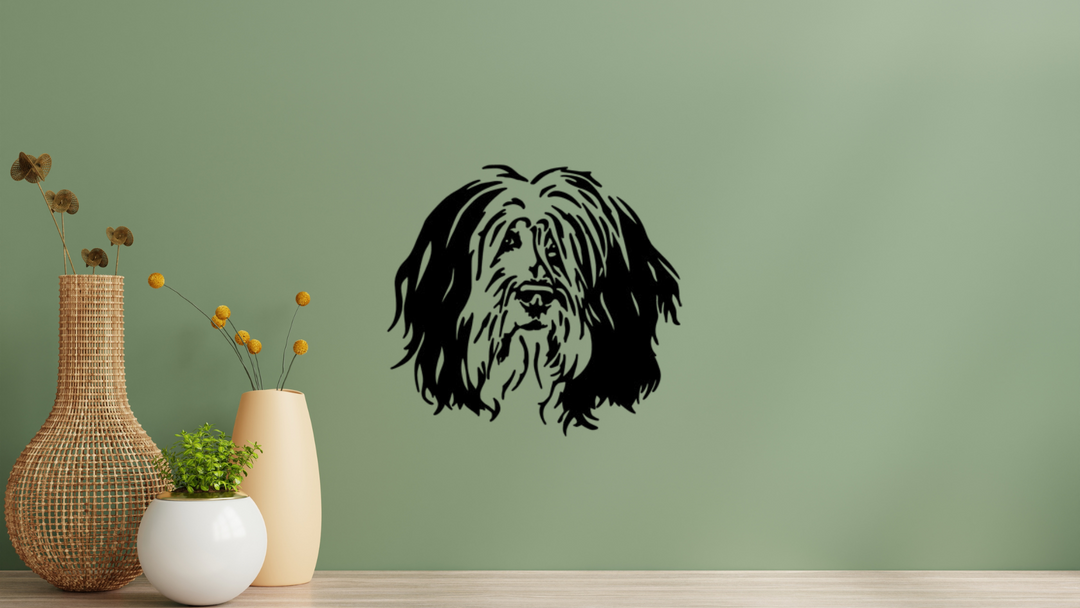 Polski Owczarek Nizinny PON Kopf Wandtattoo Wandbild Wandsticker Wandaufkleber Wanddekoration