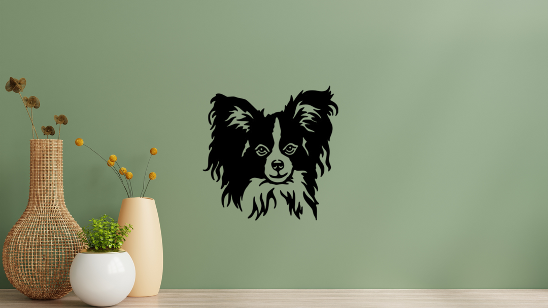 Papillon Spaniel Kopf Wandtattoo Wandbild Wandsticker Wandaufkleber Wanddekoration