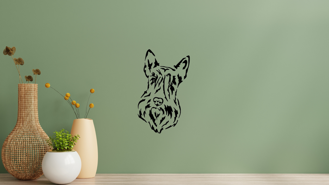 Scottish Terrier Kopf Wandtattoo Wandbild Wandsticker Wandaufkleber Wanddekoration