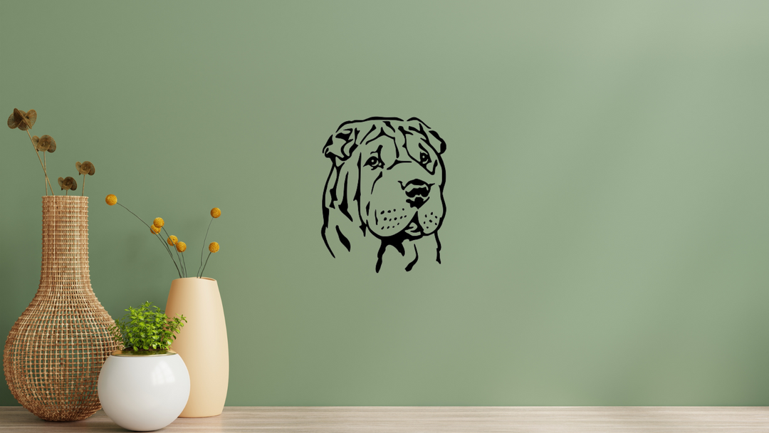 Shar Pei Kopf Wandtattoo Wandbild Wandsticker Wandaufkleber Wanddekoration