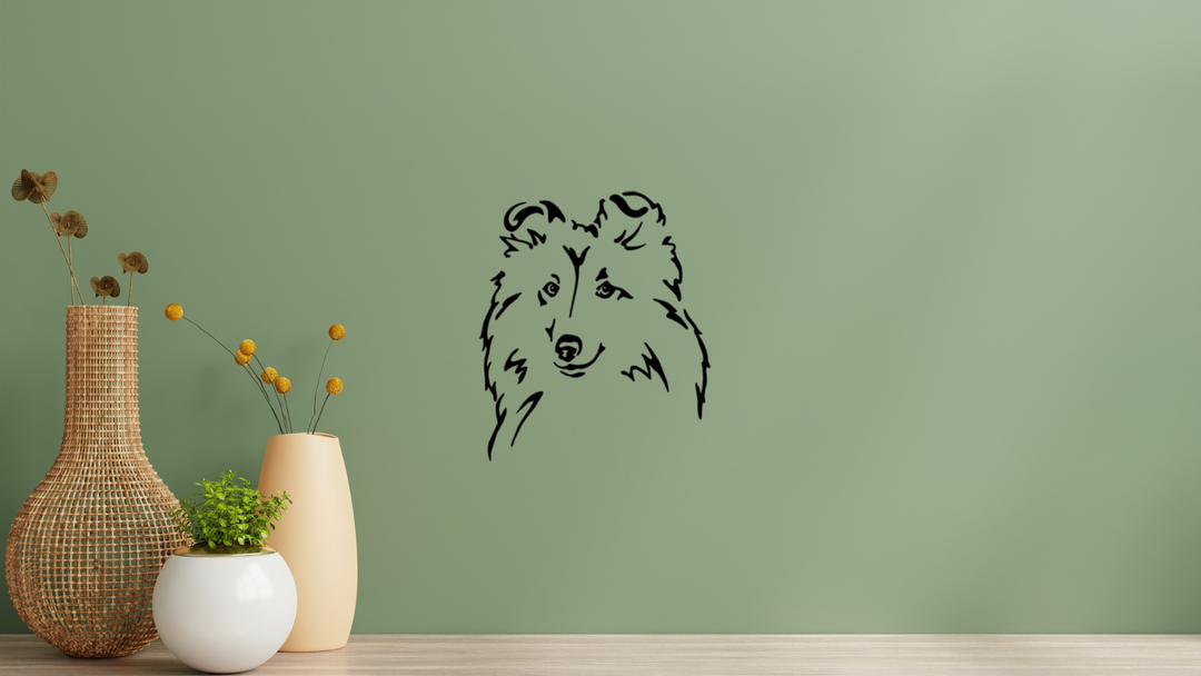 Sheltie Shetland Sheepdog Kopf Wandtattoo Wandbild Wandsticker Wandaufkleber Wanddekoration