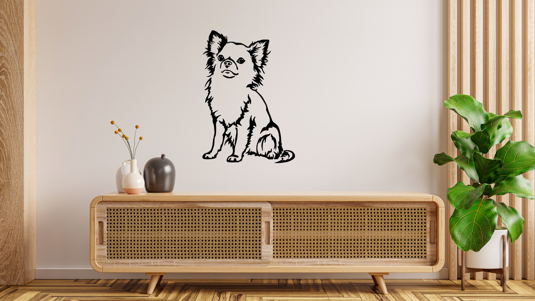 Chihuahua Langhaar Wandtattoo Wandbild Wandsticker Wandaufkleber Wanddekoration