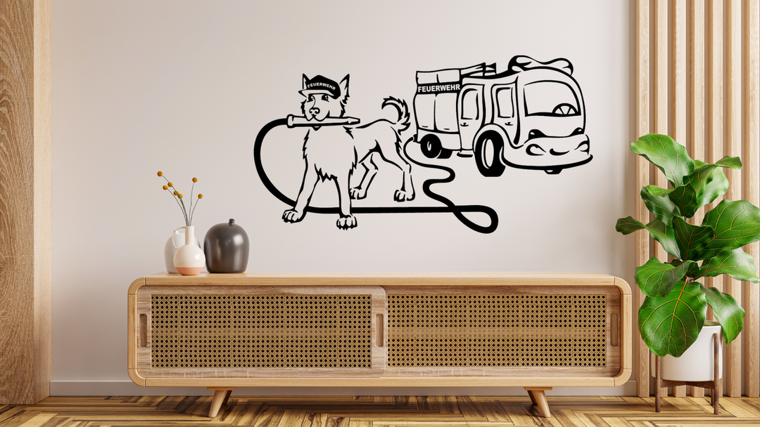 Feuerwehr Wandtattoo Wandbild Wandsticker Wandaufkleber Wanddekoration