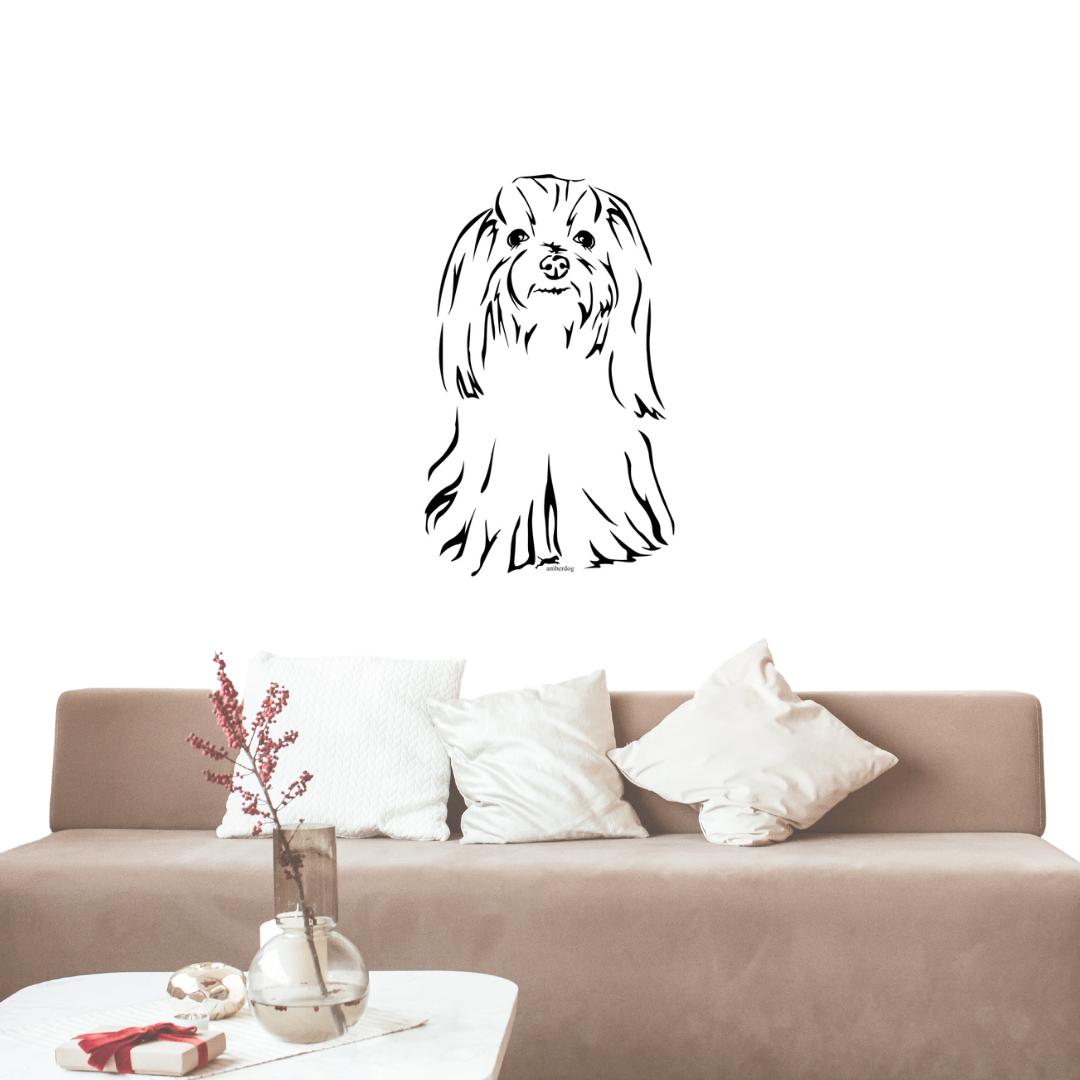 Malteser Langhaar Wandtattoo Wandsticker Wandaufkleber Wanddekoration