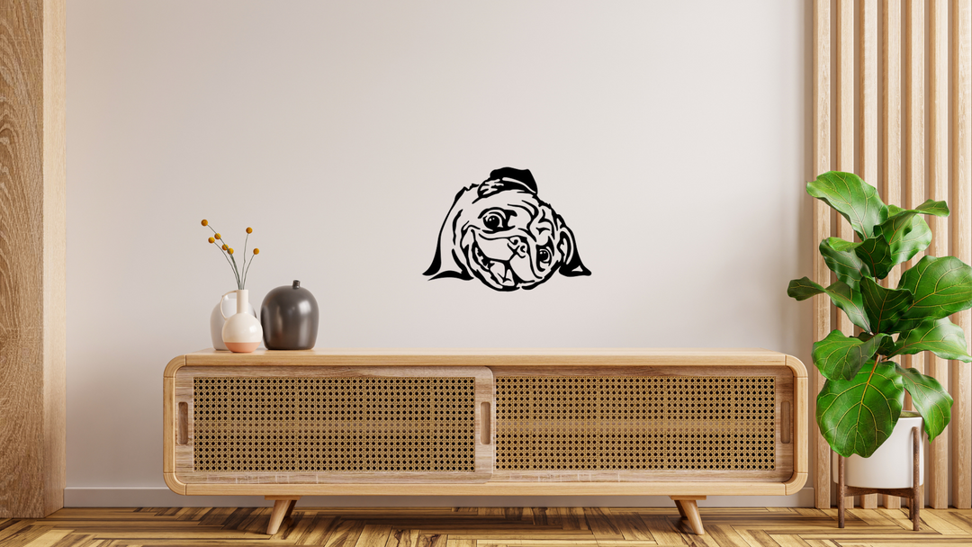Mops Kopf verspielt Wandtattoo Wandbild Wandsticker Wandaufkleber Wanddekoration