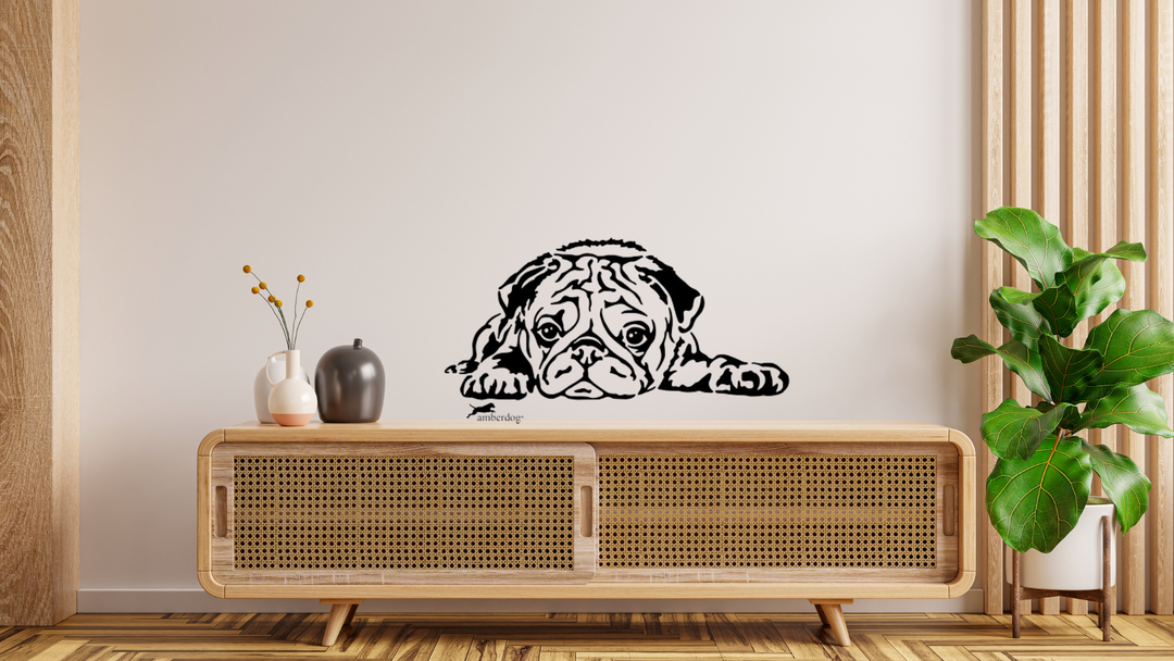 Mops liegend Wandtattoo Wandsticker Wandaufkleber Wanddekoration