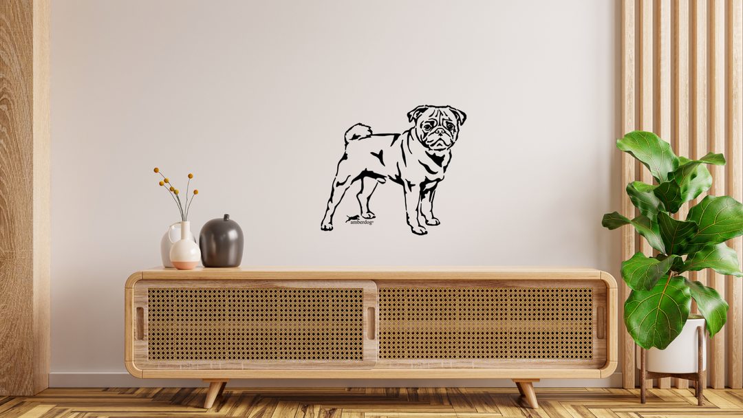 Mops stehend Wandtattoo Wandsticker Wandaufkleber Wanddekoration
