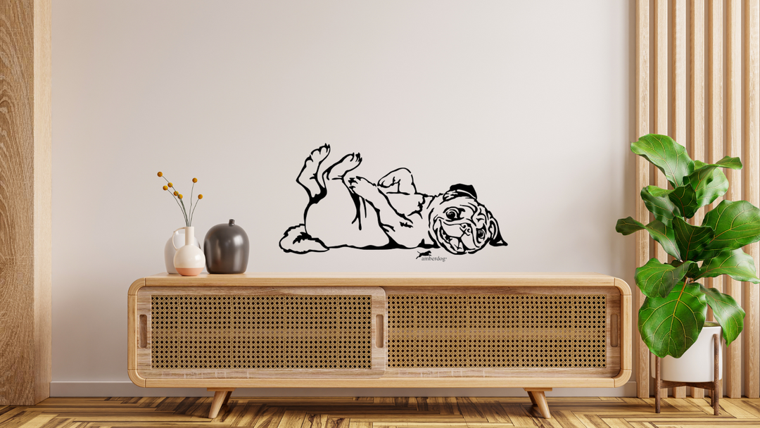 Mops verspielt Wandtattoo Wandsticker Wandaufkleber Wanddekoration