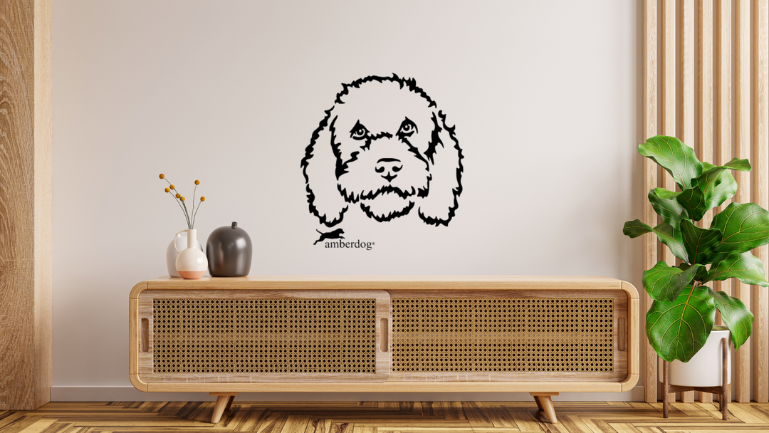 Portugiesischer Wasserhund Kopf Wandtattoo Wandbild Wandsticker Wandaufkleber Wanddekoration