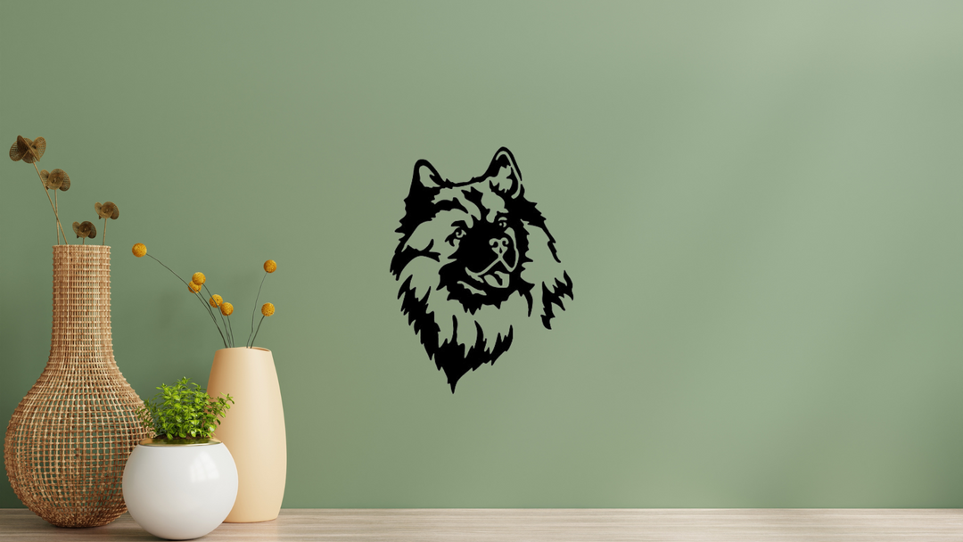 Wolfsspitz Kopf Wandtattoo Wandbild Wandsticker Wandaufkleber Wanddekoration