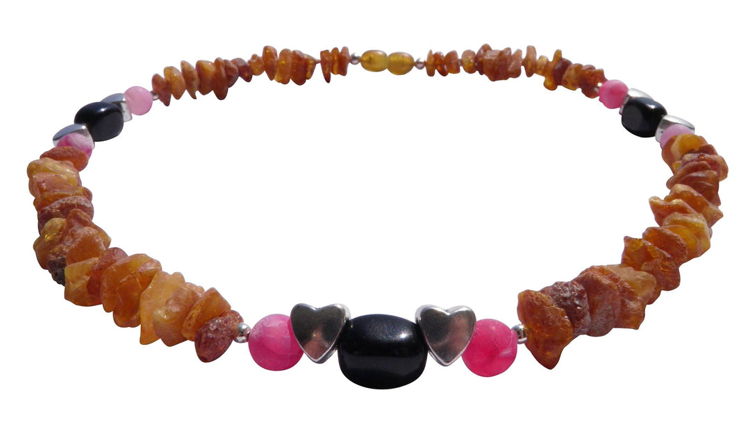 Bernsteinkette Onyx & Achat 42 cm