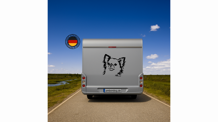 Chihuahua Langhaar Kopf Auto Aufkleber l Wandtattoo