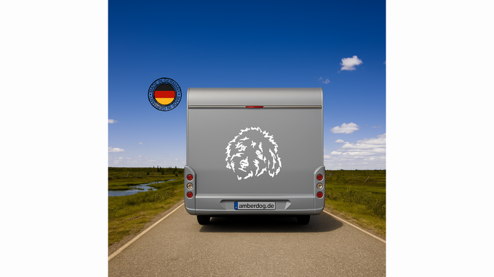 Wohnmobil Aufkleber mit vielen verschiedenen Hunderassen