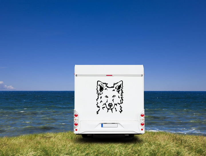 Weißer Schäferhund Kopf - Berger Blanc Suisse Auto Wohnmobil Aufkleber  l Wandtattoo