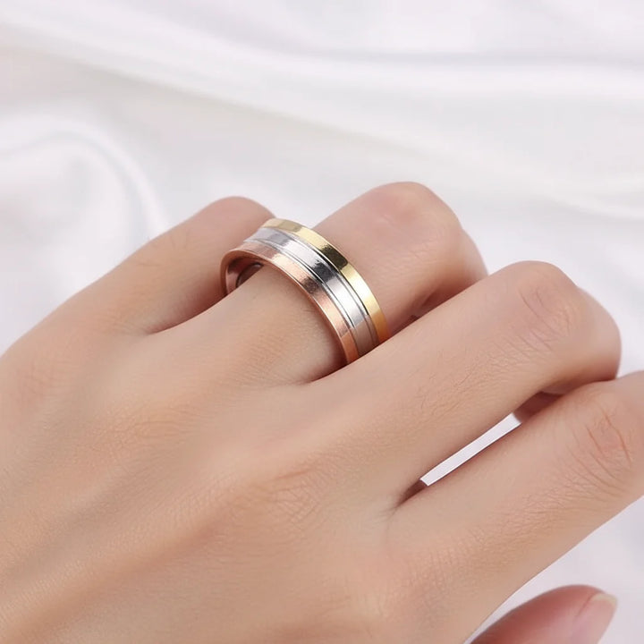 Kupferschmuck Ring mit Magneten dreifarbig unisex, verstellbar