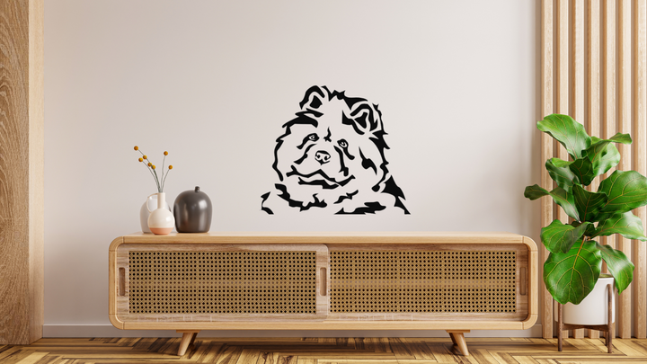 Chow Chow Langhaar Kopf Autoaufkleber l Wandtattoo