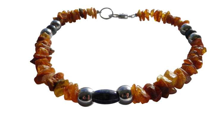 Hunde Bernsteinkette mit Lapislazuli Länge 40cm