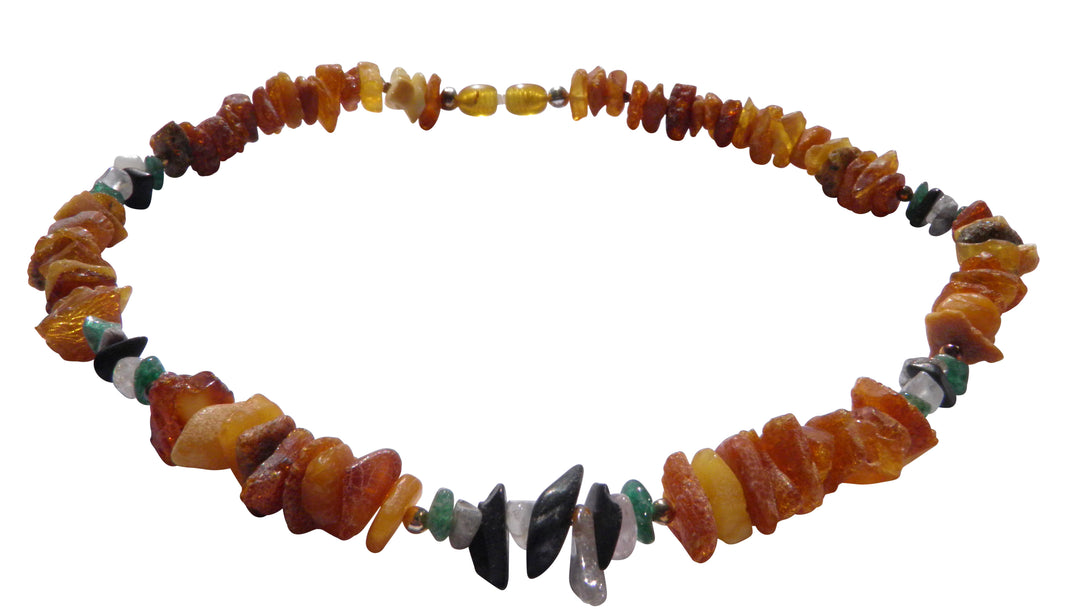 Hunde Bernsteinkette mit Edelsteinen Länge 40cm