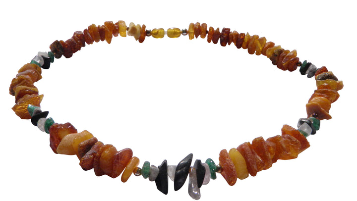 Hunde Bernsteinkette mit Edelsteinen Länge 40cm