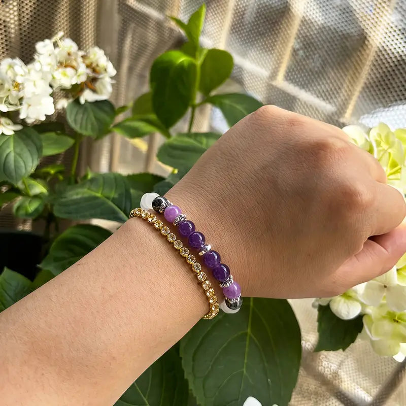 Edelstein Armband mit Amethyst und Hämatit