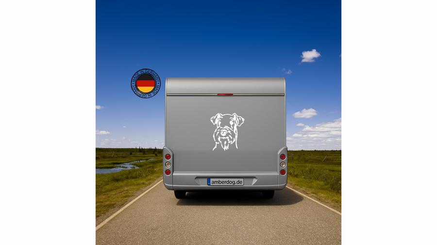 Airedale Terrier Kopf Wohnmobil Aufkleber Weiß 