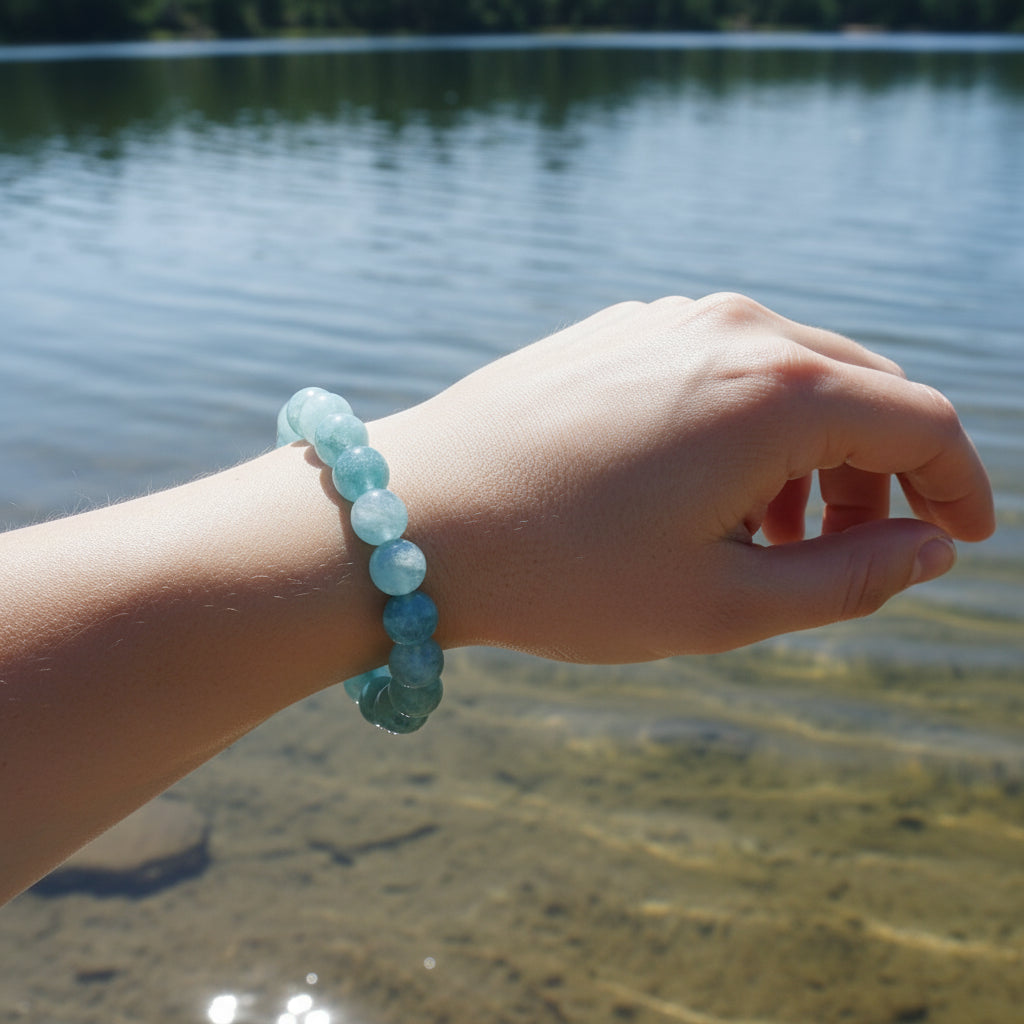 Perlen Armband mit Aquamarin