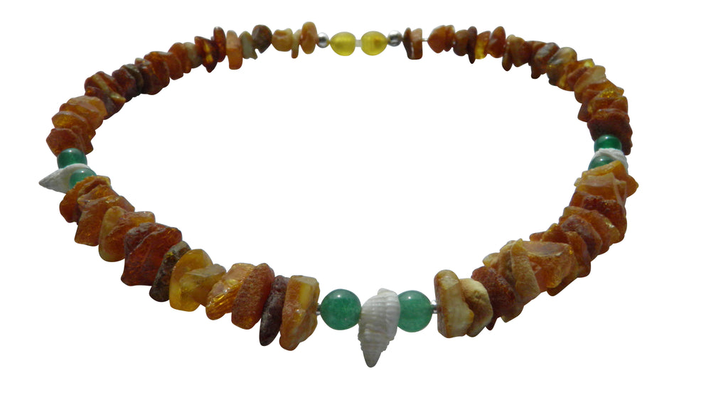 Bernsteinkette Aventurin & Muscheln 