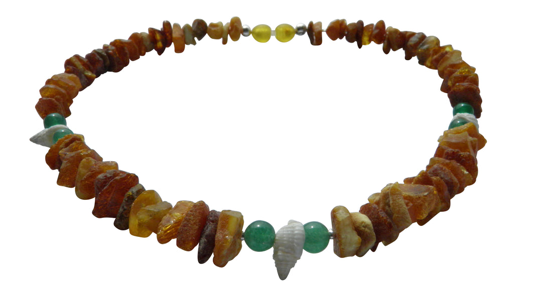 Bernsteinkette Aventurin & Muscheln 