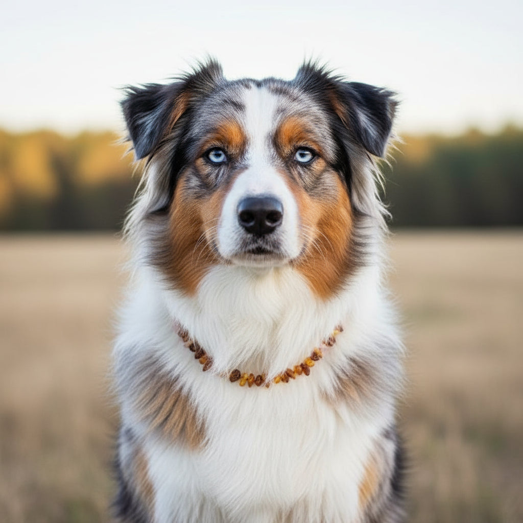 Bernsteinkette Bernsteinhalsband Hund Rosenquarz