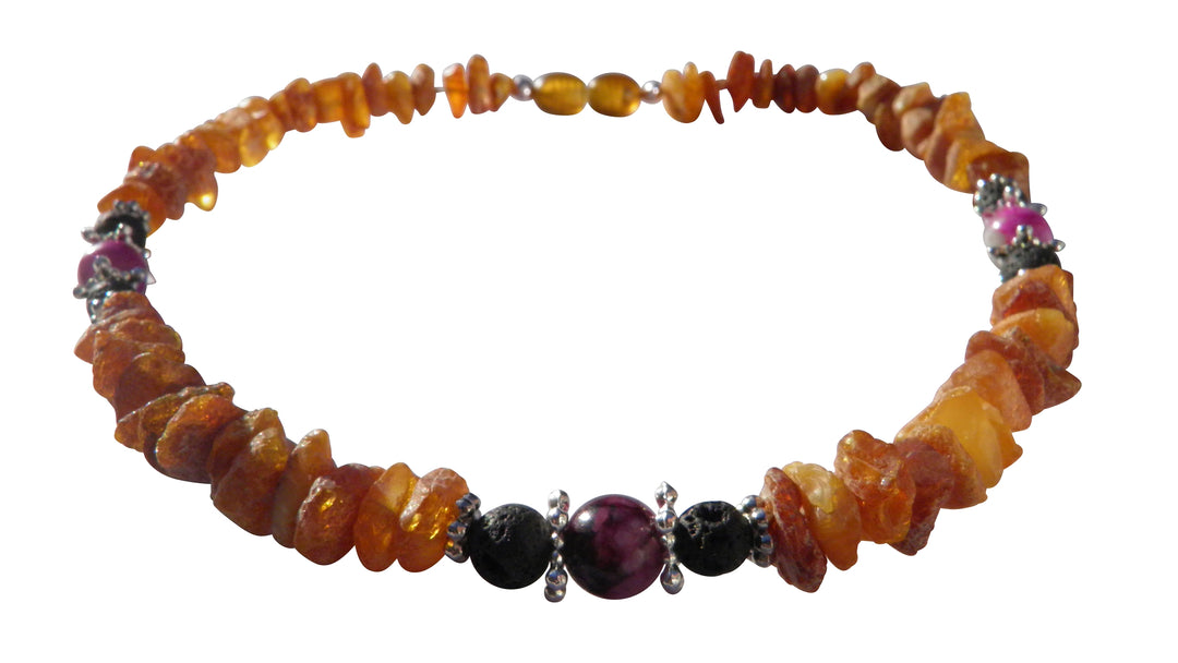 Bernsteinkette Lava&Sugilith 