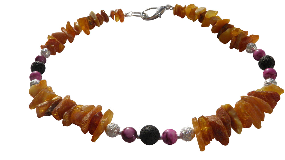 Bernsteinkette Lava &Sugilith 45cm
