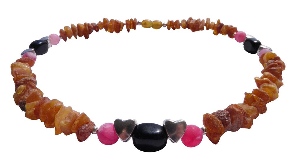 Bernsteinkette Onyx & Achat