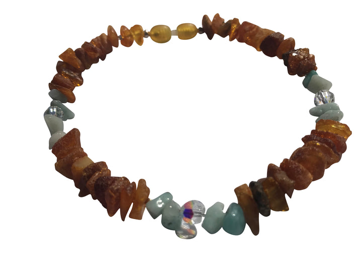 Bernsteinkette Swari & Amazonit 