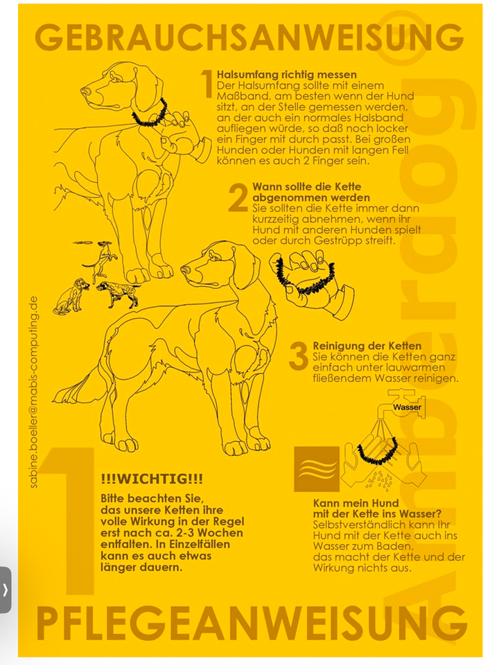 Bernsteinkette für Hunde Gebrauchsanweisung