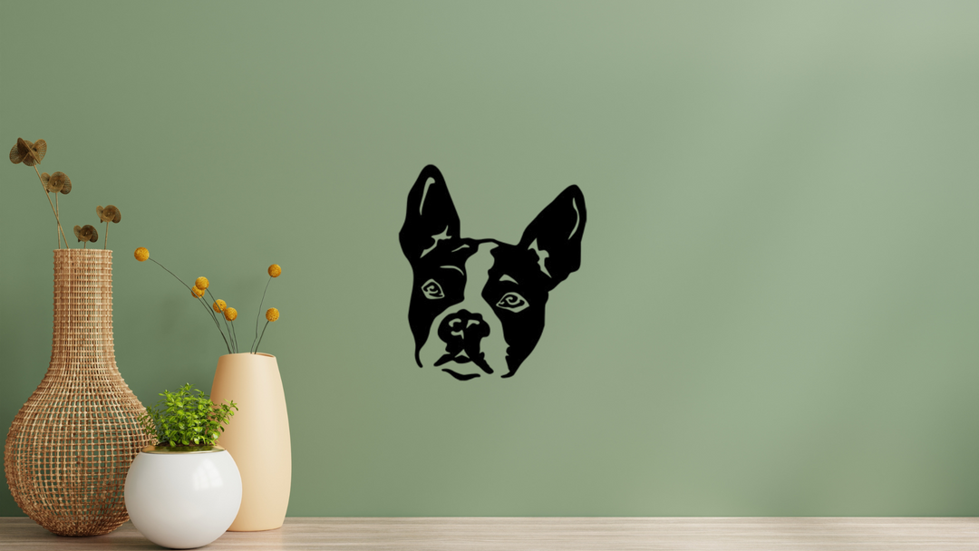Boston Terrier Kopf Wandtattoo Wandbild Wandsticker Wandaufkleber Wanddekoration