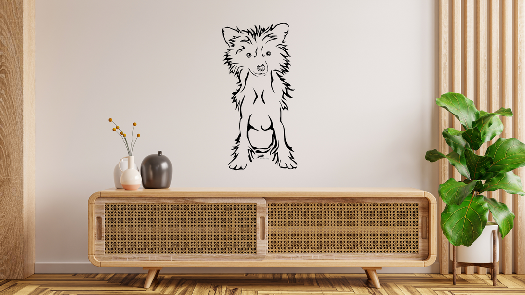 Chinesischer Schopfhund Wandtattoo Wandbild Wandsticker Wandaufkleber Wanddekoration