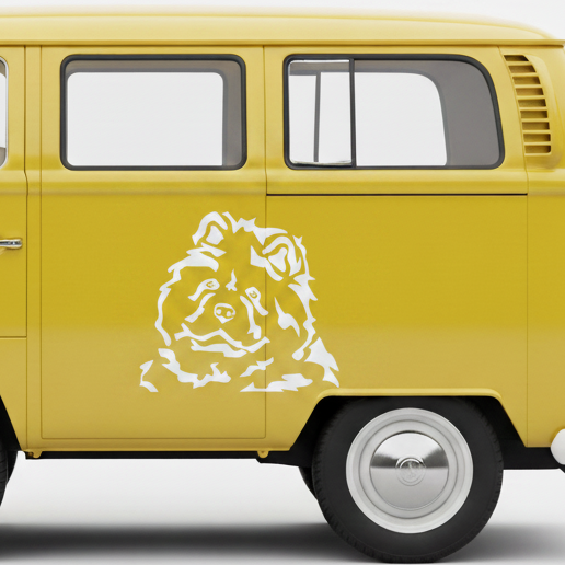 Chow Chow Langhaar Kopf Autoaufkleber l Wandtattoo