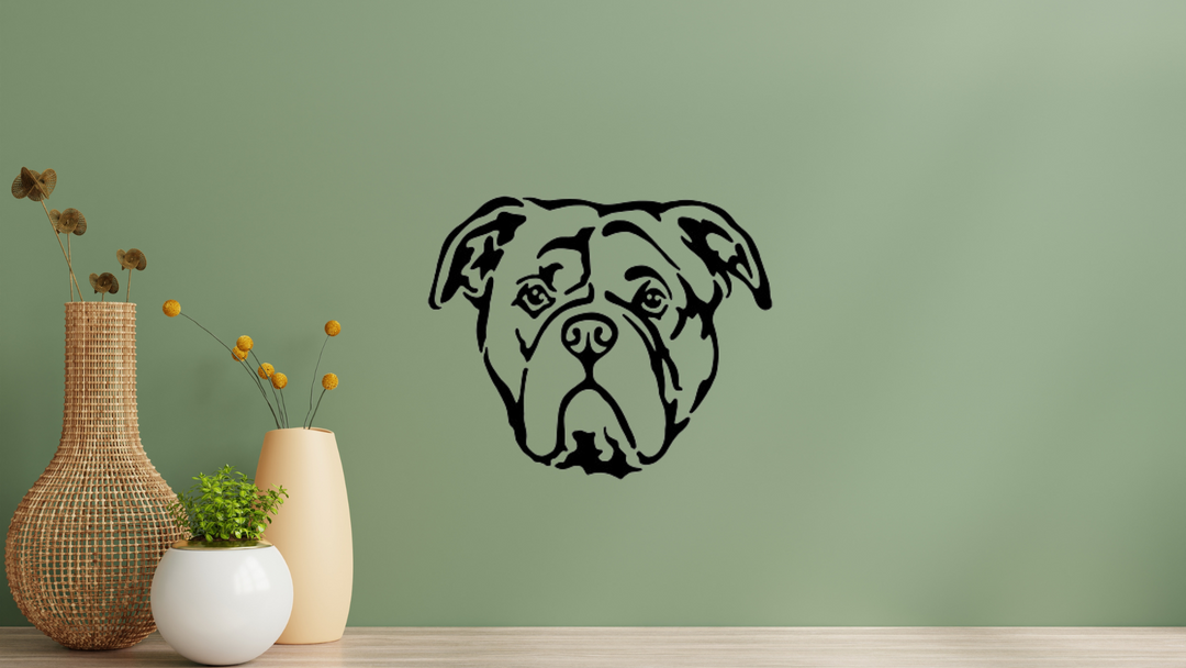 Continental Bulldogge Kopf Wandtattoo Wandbild Wandsticker Wandaufkleber Wanddekoration