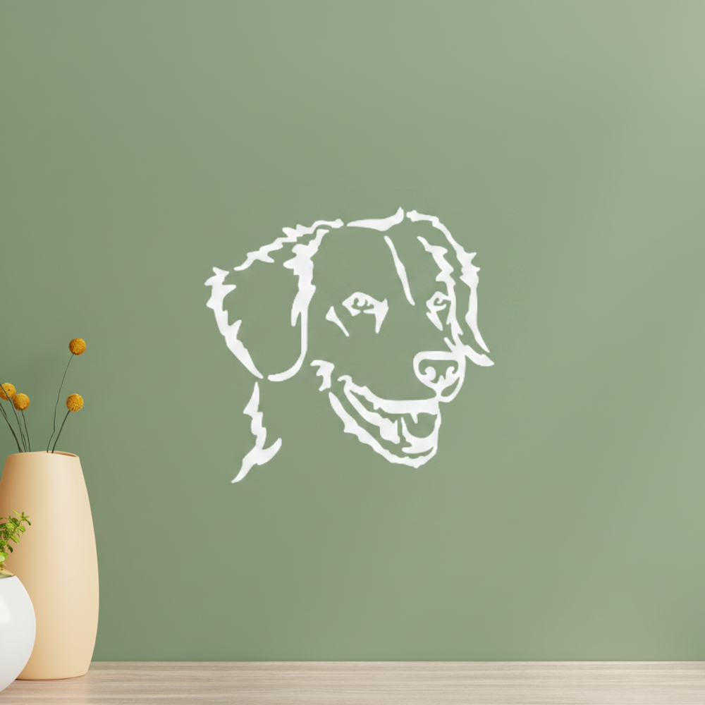 Duck Tolling Retriever Kopf Wandtattoo weiß an grüner Wand - Hund Wandaufkleber amberdog