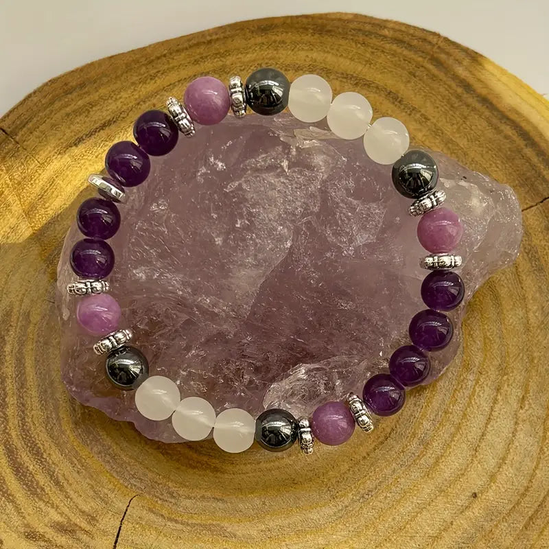 Edelstein Armband mit Amethyst und Hämatit